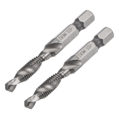 Harfington Uxcell 1/4" Shank M5x0.8 Uncoated High Speed Steel 4341 Combination Drill Tap Bit 2pcs