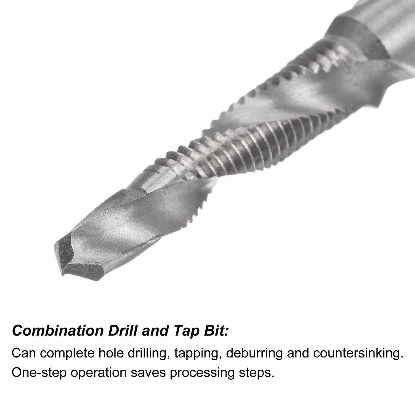 Uxcell Uxcell M8x1.25 High Speed Steel 4341 Combination Drill and Tap Bit Extra Long 2pcs