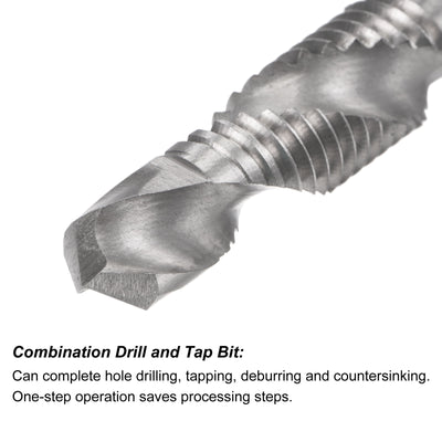 Harfington Uxcell M8x1.25 High Speed Steel 4341 Combination Drill and Tap Bit Extra Long 2pcs