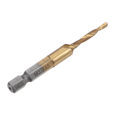 Harfington Uxcell M5x0.8 Titanium Coated High Speed Steel Combination Drill and Tap Bit Long