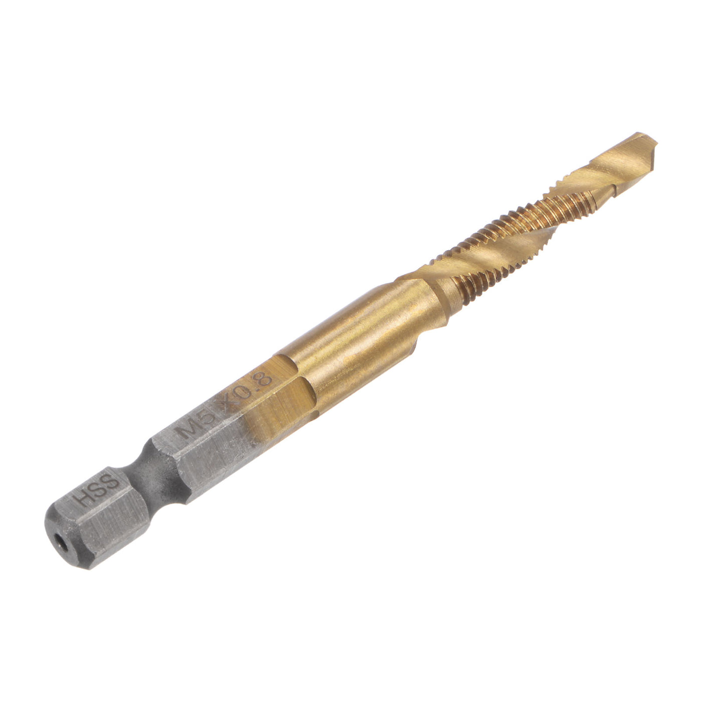 Uxcell Uxcell M5x0.8 Titanium Coated High Speed Steel Combination Drill and Tap Bit Long 2pcs