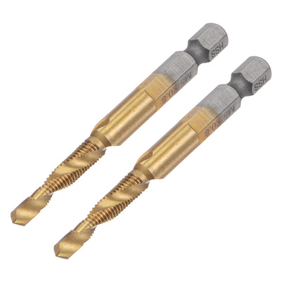 Harfington Uxcell M5x0.8 Titanium Coated High Speed Steel Combination Drill and Tap Bit Long 2pcs