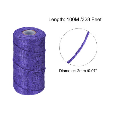 Harfington 328 Feet Garden Twine, 2mm Craft Jute Twine String Jute for Crafts, Dark Purple