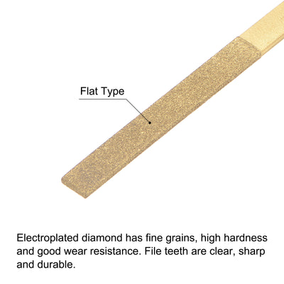 Harfington Uxcell 4mm x 160mm Titanium Coated Flat Diamond Needle Files with TPU Handle
