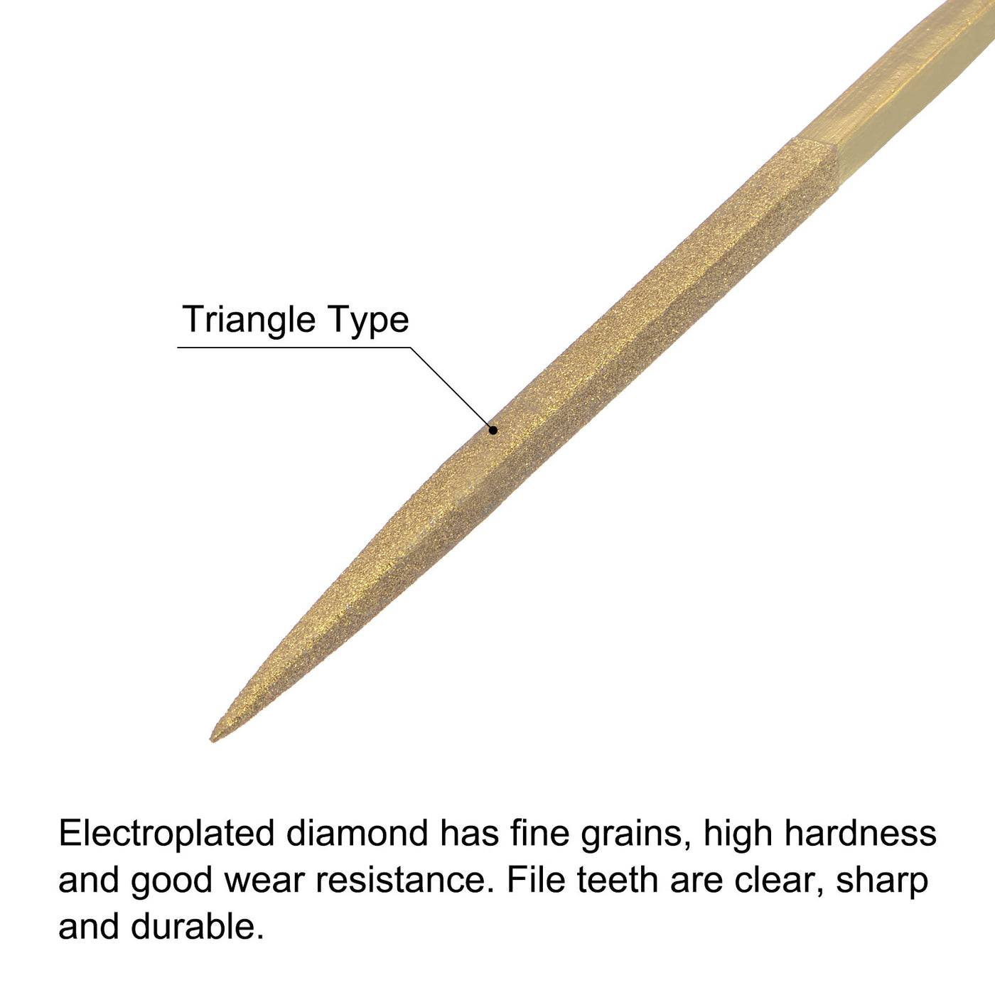 uxcell Uxcell 5mm x 180mm Titanium Coated Triangle Diamond Needle Files with TPU Handle