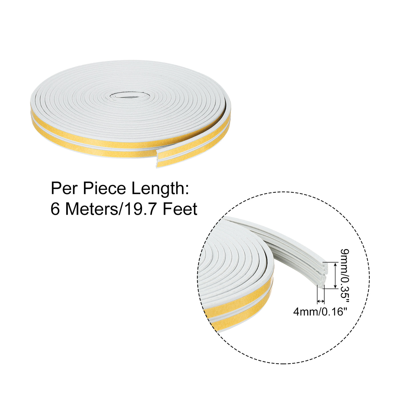 uxcell Uxcell Weather Stripping, 2pcs 6000mm x 9mm W x 4mm T Foam Seal Strip E Shaped, Gray