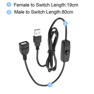 Harfington USB Male to Female Extension Cord 100cm with 501 Switch Black