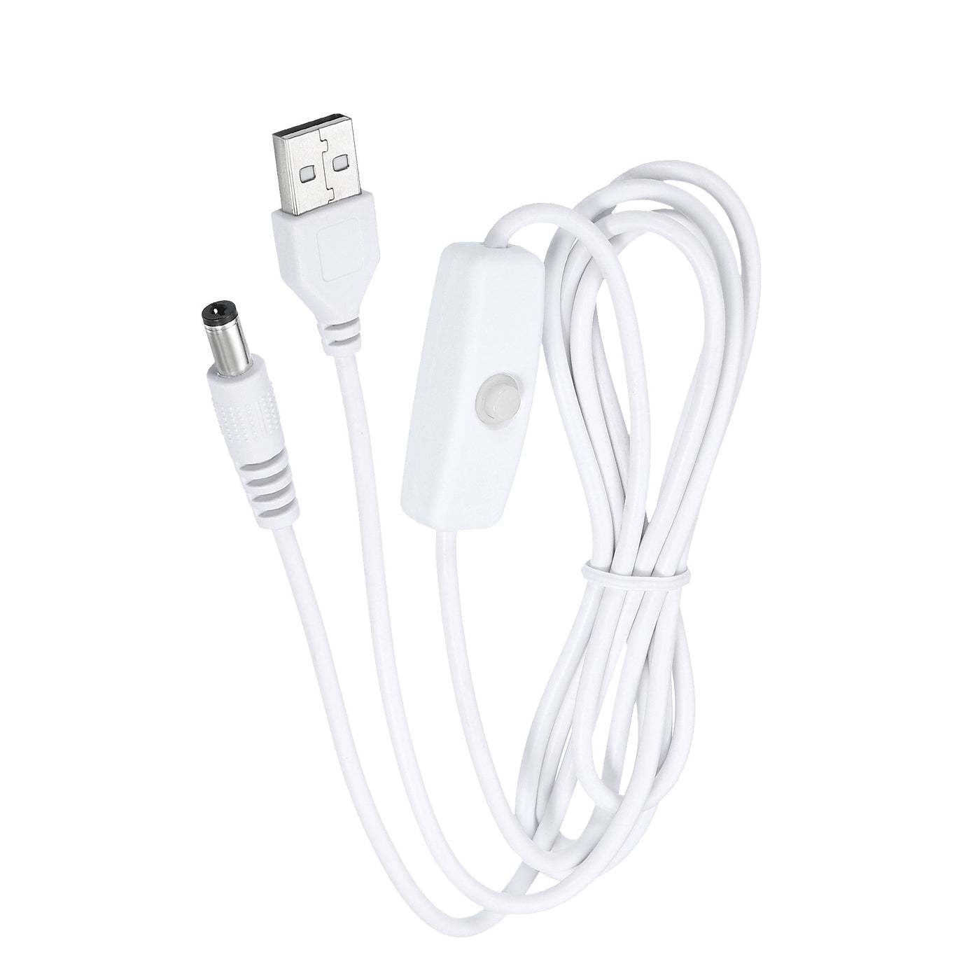 Harfington USB Male to DC 5.5x2.1mm Male Power Cable 150cm with 501 Switch White 3Pcs