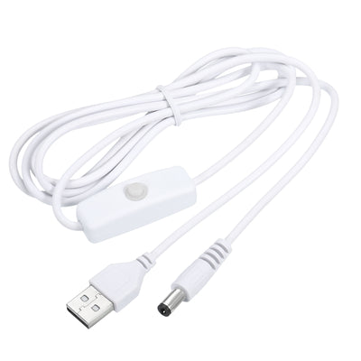 Harfington USB Male to DC 5.5x2.1mm Male Power Cable 150cm with 501 Switch White 3Pcs