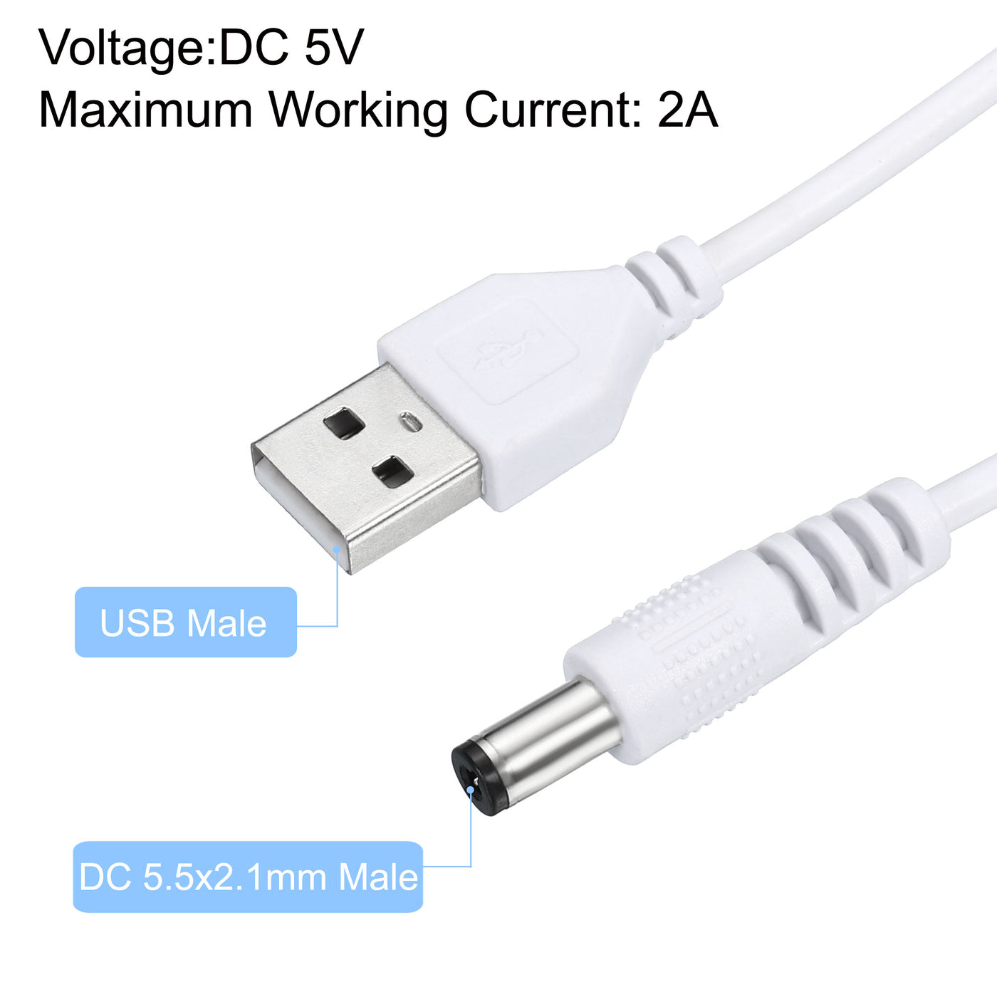 Harfington USB Cable with ON/Off Switch, USB Male to DC Male Power Cable