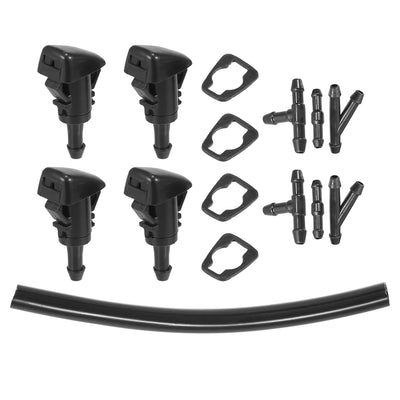 Harfington 4pcs Car Front Windshield Washer Nozzles for GMC for Chevrolet Replaces 7133-232314B with 10cm Washer Fluid Hose 6 Pcs Hose Connectors