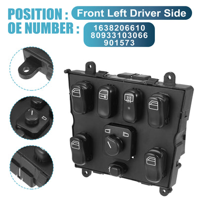 Harfington Power Window Switch Driver Side Power Window Master Control Switch 1638206610 Replacement for Mercedes-Benz ML430 1999-2001