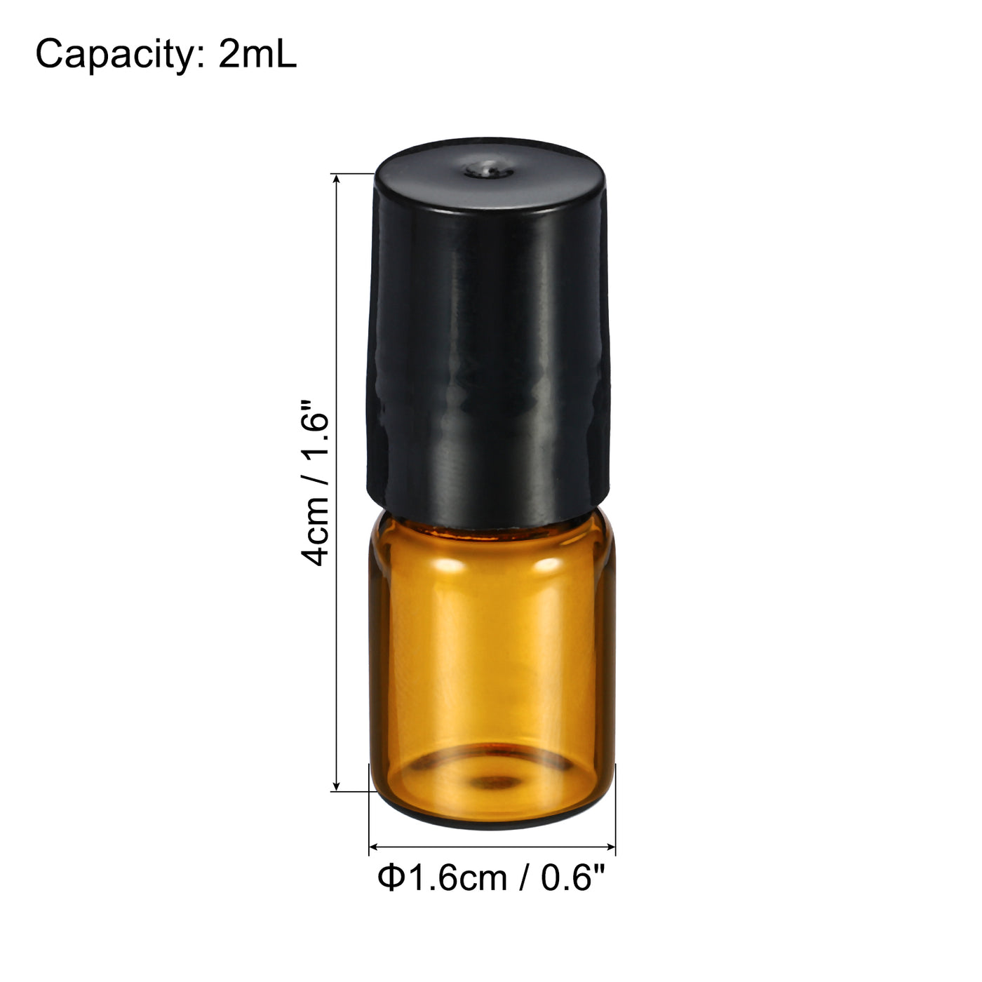 Harfington 2mL Roller Bottles, 6 Pack Amber Glass Essential Oil Roller Ball Black Caps Refillable Sample Containers, Brown