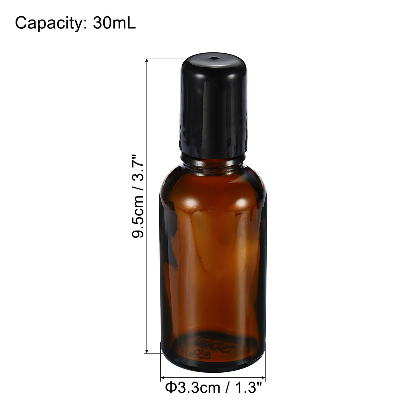 Harfington 30mL Roller Bottles, 3 Pack Amber Glass Essential Oil Roller Ball Black Caps Refillable Sample Containers, Brown