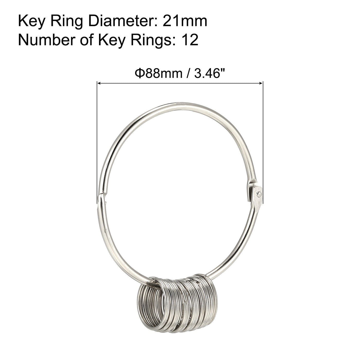 Harfington Metal Loose Leaf Binder Ring Key Keyring Holder Keychain Management 12 Rings