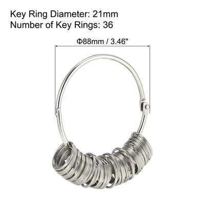 Harfington Metal Loose Leaf Binder Ring Key Keyring Holder Keychain Management 36 Rings