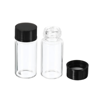 Harfington 10mL Reagent Glass Storage Bottle 10Pcs Round Plastic Screw Cap Lab Home Clear