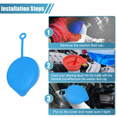 Harfington Windshield Washer Fluid Reservoir Bottle Tank Cap with Rubber Water Funnel Set for Honda Civic Replace 38513-SB0-961