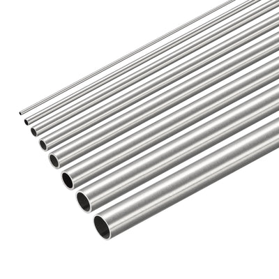 Harfington Uxcell 304 Stainless Steel Tube 1mm 2mm OD x 0.15mm Wall Thick, 3mm 4mm 5mm 6mm 7mm 8mm OD x 0.6mm Wall Thick 300mm Length Pack of 8