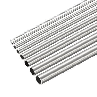 Harfington Uxcell 304 Stainless Steel Tube 1mm 2mm OD x 0.3mm Wall Thick, 3mm 4mm 5mm 6mm 7mm 8mm OD x 0.4mm Wall Thick 300mm Length Pack of 8