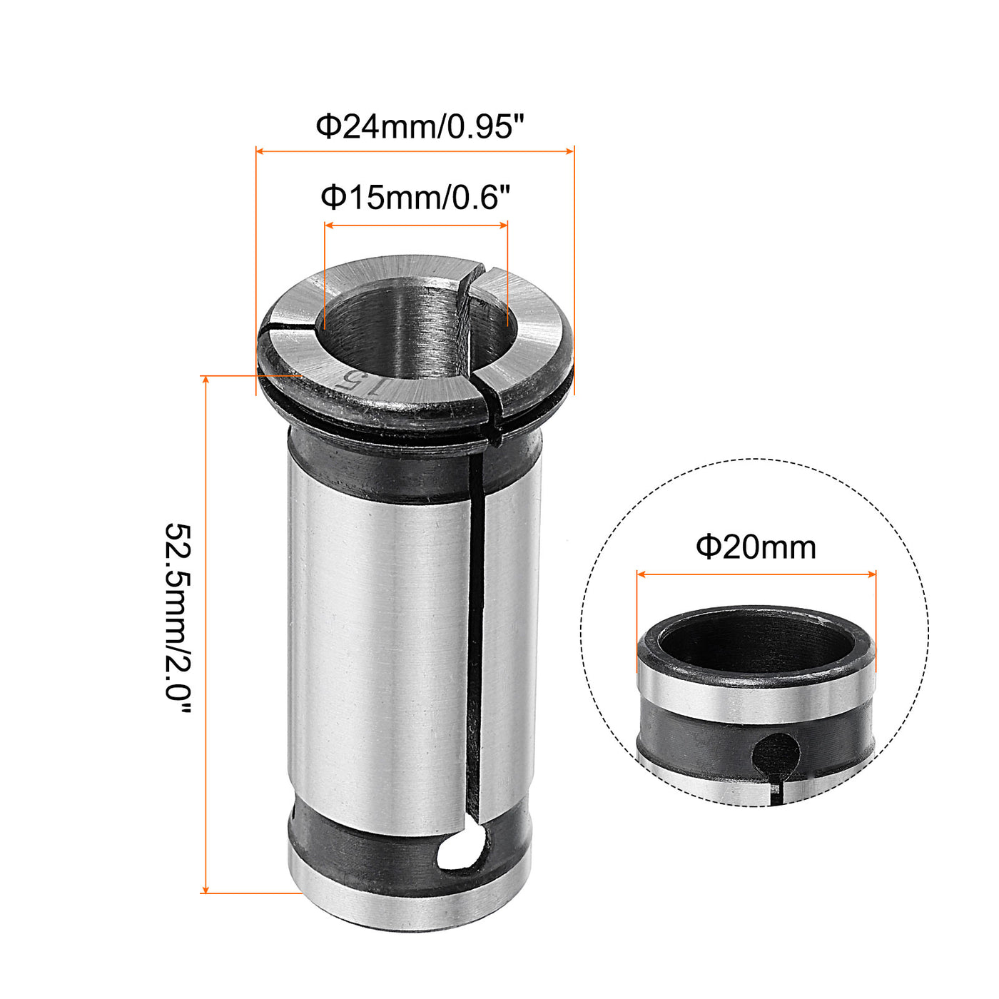 uxcell Uxcell Straight Shank Collet C20-15 CNC Router Tool Adapter 65Mn for Lathe Milling Drilling Machine Industrial Supplies