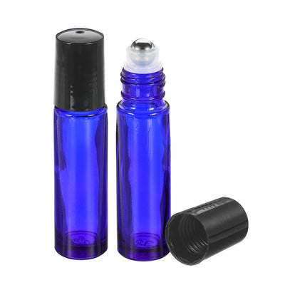 Harfington 10mL Roller Bottles, 6 Pack Glass Essential Oil Roller Balls with Plastic Cover Cap Refillable Containers, Blue