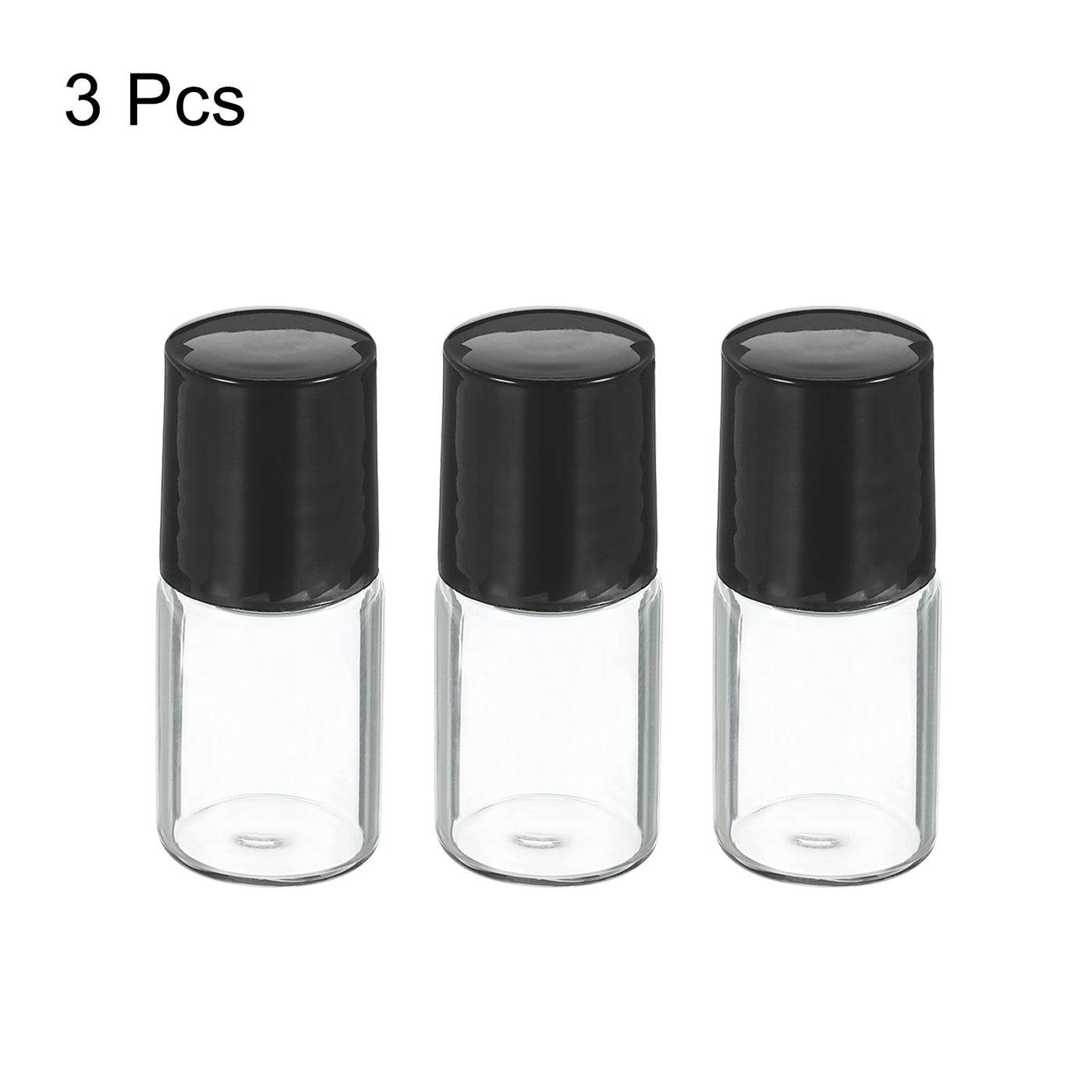 Harfington 2mL Roller Bottles, 3 Pack Glass Essential Oil Roller Balls with Plastic Cover Cap Refillable Containers, Clear