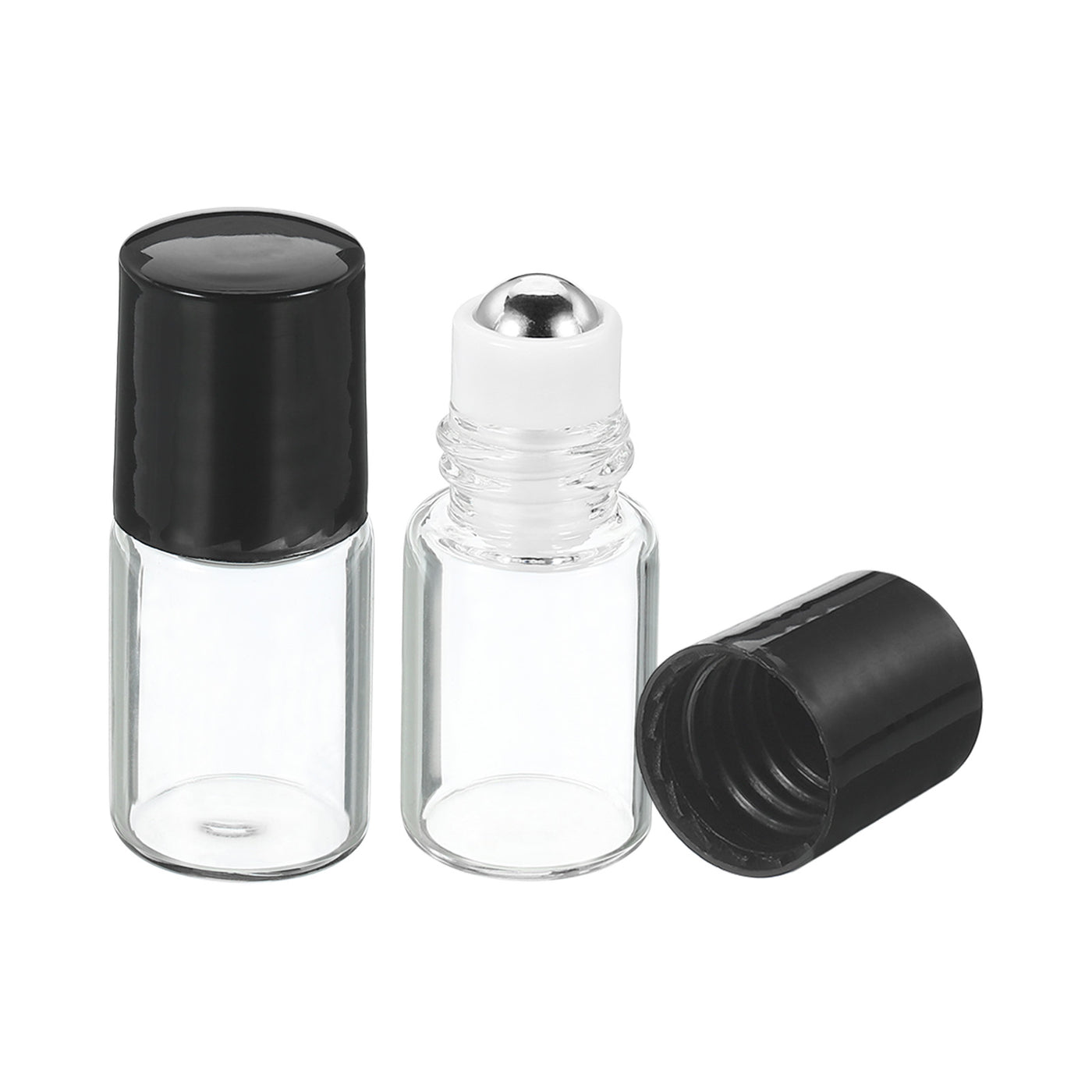 Harfington 2mL Roller Bottles, 3 Pack Glass Essential Oil Roller Balls with Plastic Cover Cap Refillable Containers, Clear