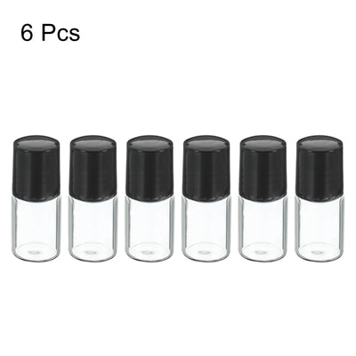 Harfington 2mL Roller Bottles, 6 Pack Glass Essential Oil Roller Balls with Plastic Cover Cap Refillable Containers, Clear