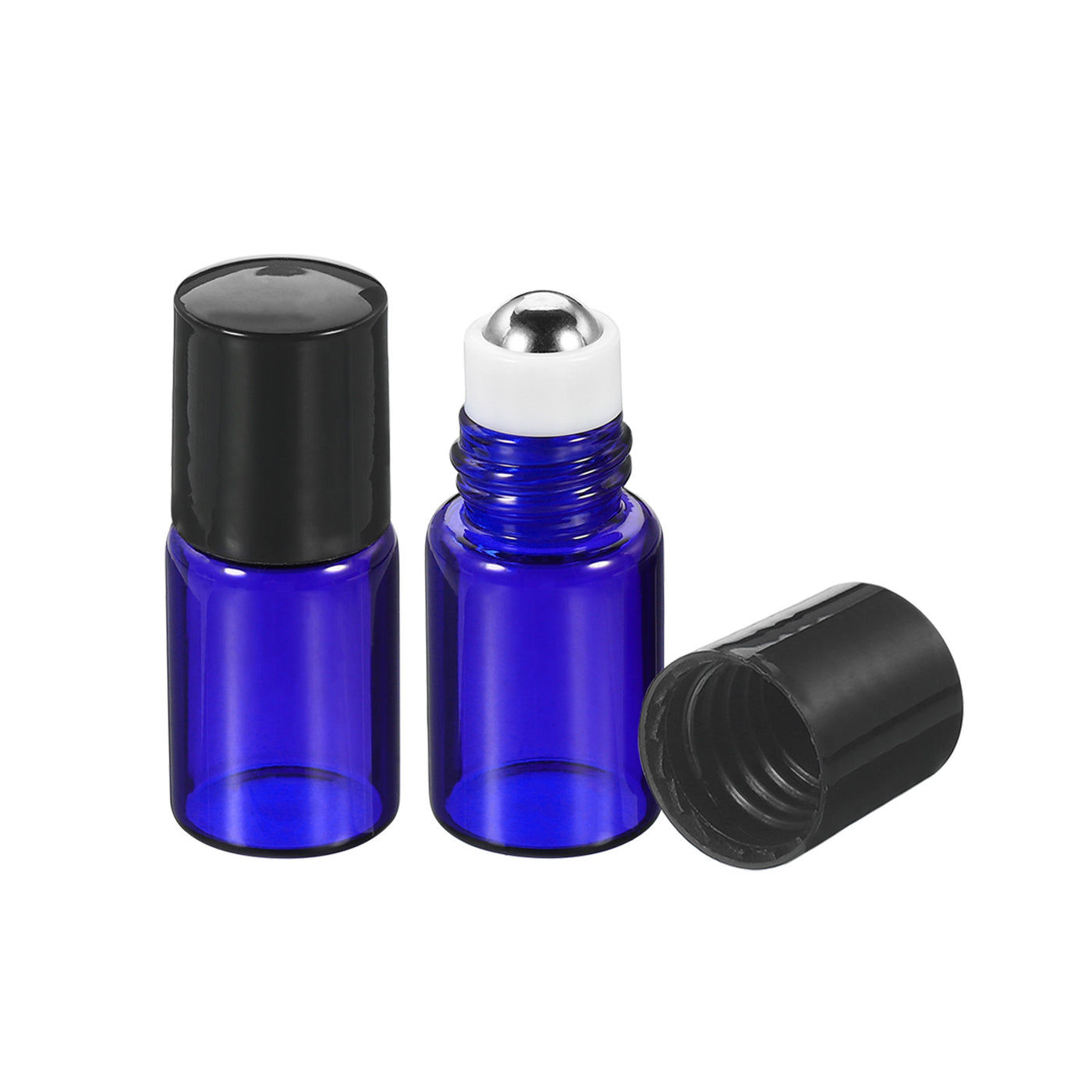 Harfington 2mL Roller Bottles, 3 Pack Glass Essential Oil Roller Balls with Cover Cap Refillable Containers, Blue