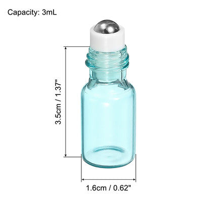 Harfington 3mL Roller Bottles, 2 Pack Glass Essential Oil Roller Balls with Golden Cover Cap Refillable Containers, Blue