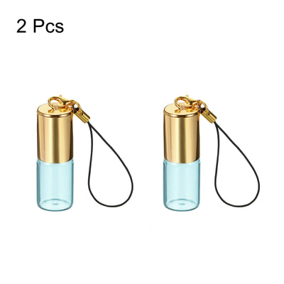 Harfington 3mL Roller Bottles, 2 Pack Glass Essential Oil Roller Balls with Golden Cover Cap Refillable Containers, Blue