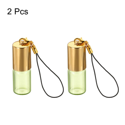 Harfington 3mL Roller Bottles, 2 Pack Glass Essential Oil Roller Balls with Golden Cover Cap Refillable Containers, Green