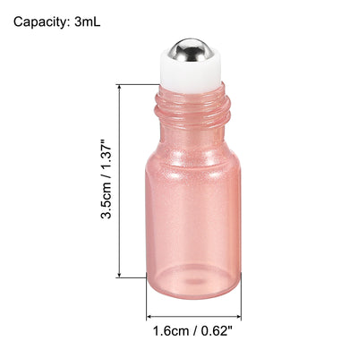 Harfington 3mL Roller Bottles, 2 Pack Glass Essential Oil Roller Balls with Golden Cover Cap Refillable Containers, Pink
