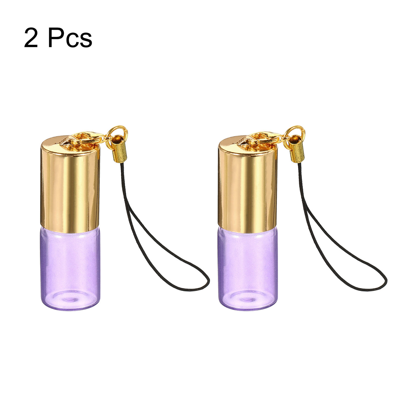 Harfington 3mL Roller Bottles, 2 Pack Glass Essential Oil Roller Balls with Golden Cover Cap Refillable Containers, Purple