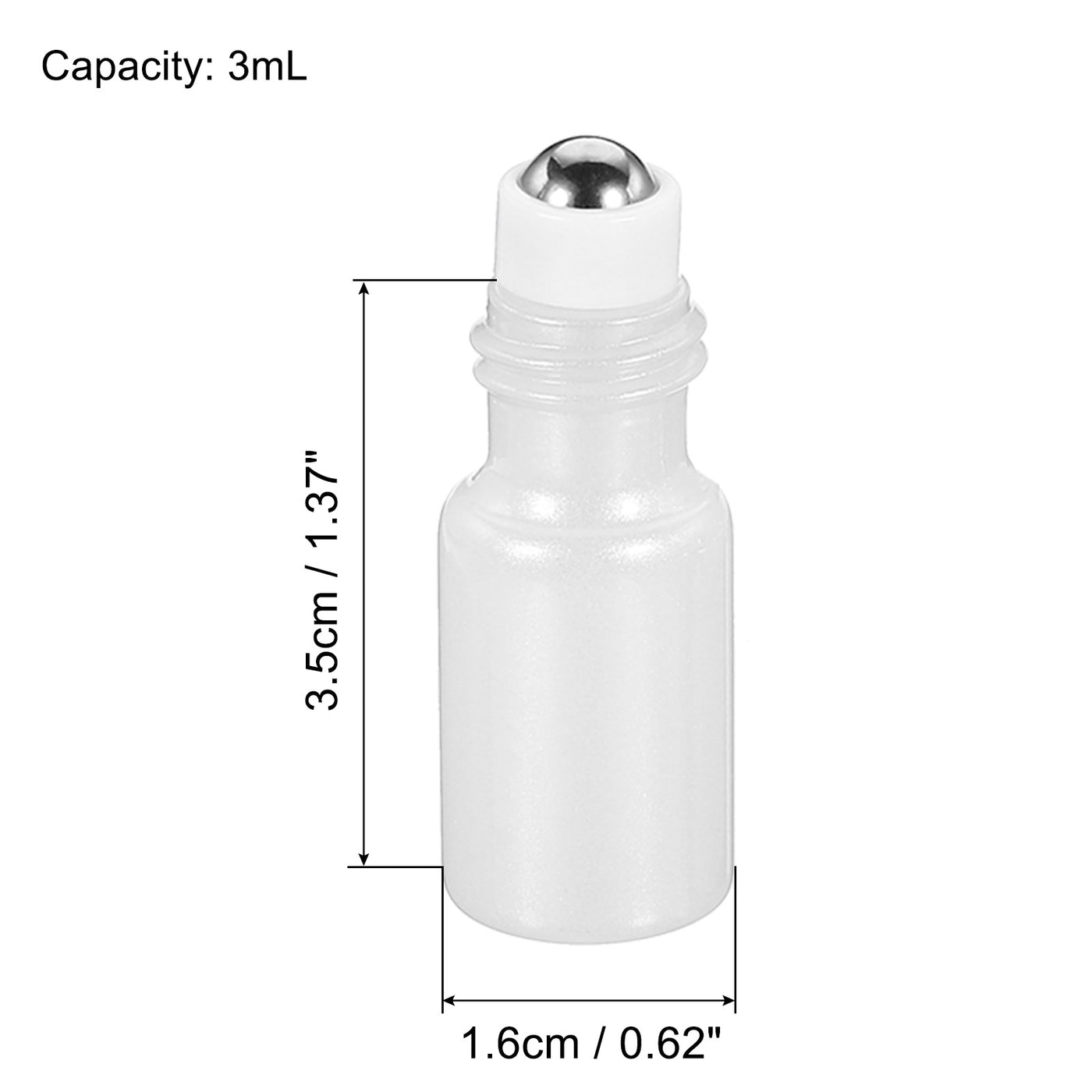 Harfington 3mL Roller Bottles, 2 Pack Glass Essential Oil Roller Balls with Golden Cover Cap Refillable Containers, White