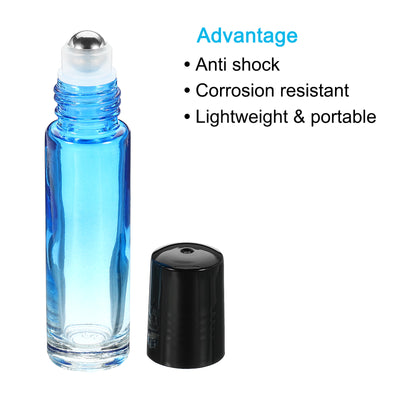 Harfington 10mL Roller Bottles, 2 Pack Glass Essential Oil Roller Balls with Plastic Cover Cap Refillable Containers, Blue