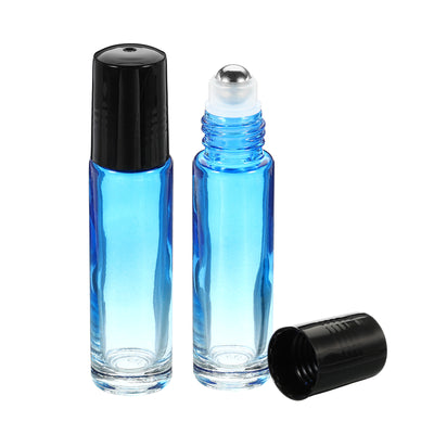 Harfington 10mL Roller Bottles, 2 Pack Glass Essential Oil Roller Balls with Plastic Cover Cap Refillable Containers, Blue