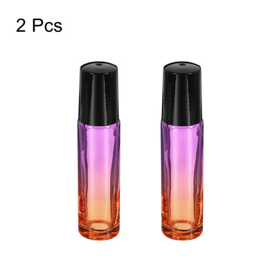 Harfington 10mL Roller Bottles, 2 Pack Glass Essential Oil Roller Balls with Plastic Cover Cap Refillable Containers, Purple Orange