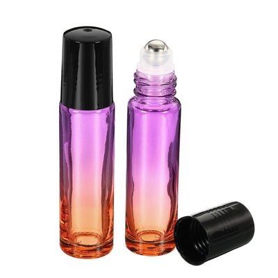 Harfington 10mL Roller Bottles, 2 Pack Glass Essential Oil Roller Balls with Plastic Cover Cap Refillable Containers, Purple Orange