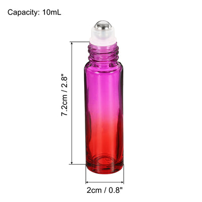 Harfington 10mL Roller Bottles, 2 Pack Glass Essential Oil Roller Balls with Plastic Cover Cap Refillable Containers, Purple Red