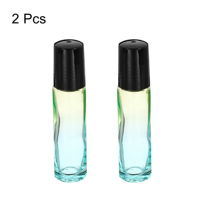 Harfington 10mL Roller Bottles, 2 Pack Glass Essential Oil Roller Balls with Plastic Cover Cap Refillable Containers, Yellow Blue