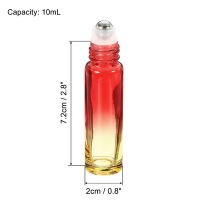 Harfington 10mL Roller Bottles, 2 Pack Glass Essential Oil Roller Balls with Plastic Cover Cap Refillable Containers, Red Yellow