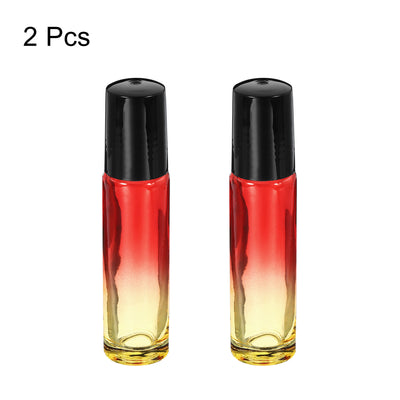 Harfington 10mL Roller Bottles, 2 Pack Glass Essential Oil Roller Balls with Plastic Cover Cap Refillable Containers, Red Yellow