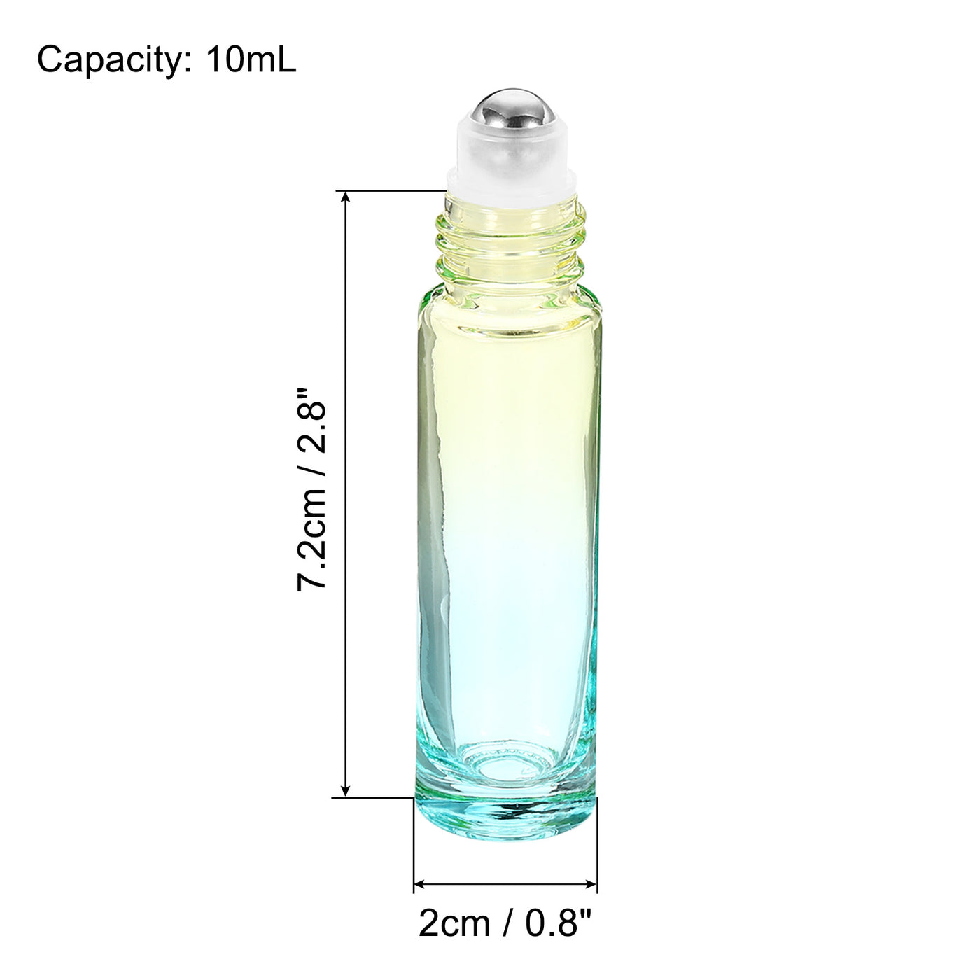 Harfington 10mL Roller Bottles, 2 Pack Glass Essential Oil Roller Balls with Silver Cover Cap Refillable Containers, Blue Yellow