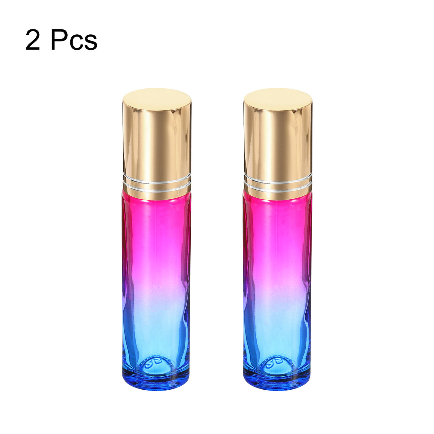 Harfington 10mL Roller Bottles, 2 Pack Glass Essential Oil Roller Balls with Golden Cover Cap Refillable Containers, Rose Blue