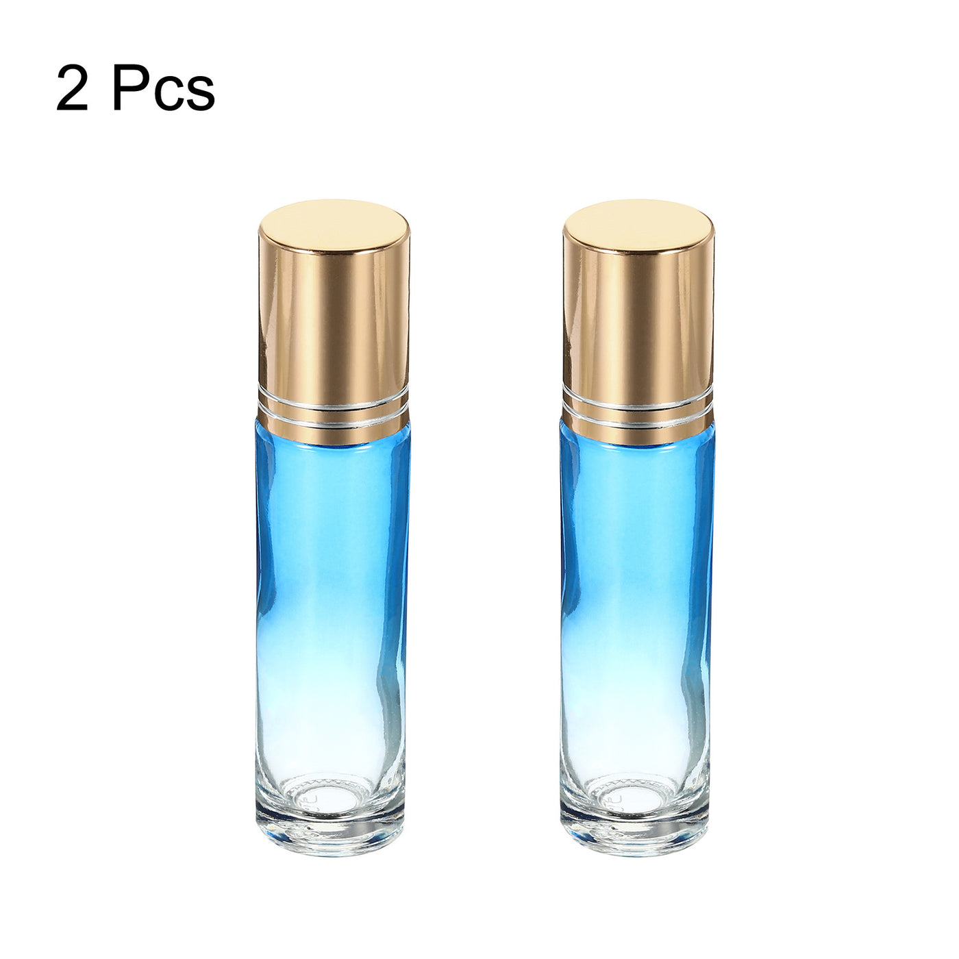 Harfington 10mL Roller Bottles, 2 Pack Glass Essential Oil Roller Balls with Golden Cover Cap Refillable Containers, Blue