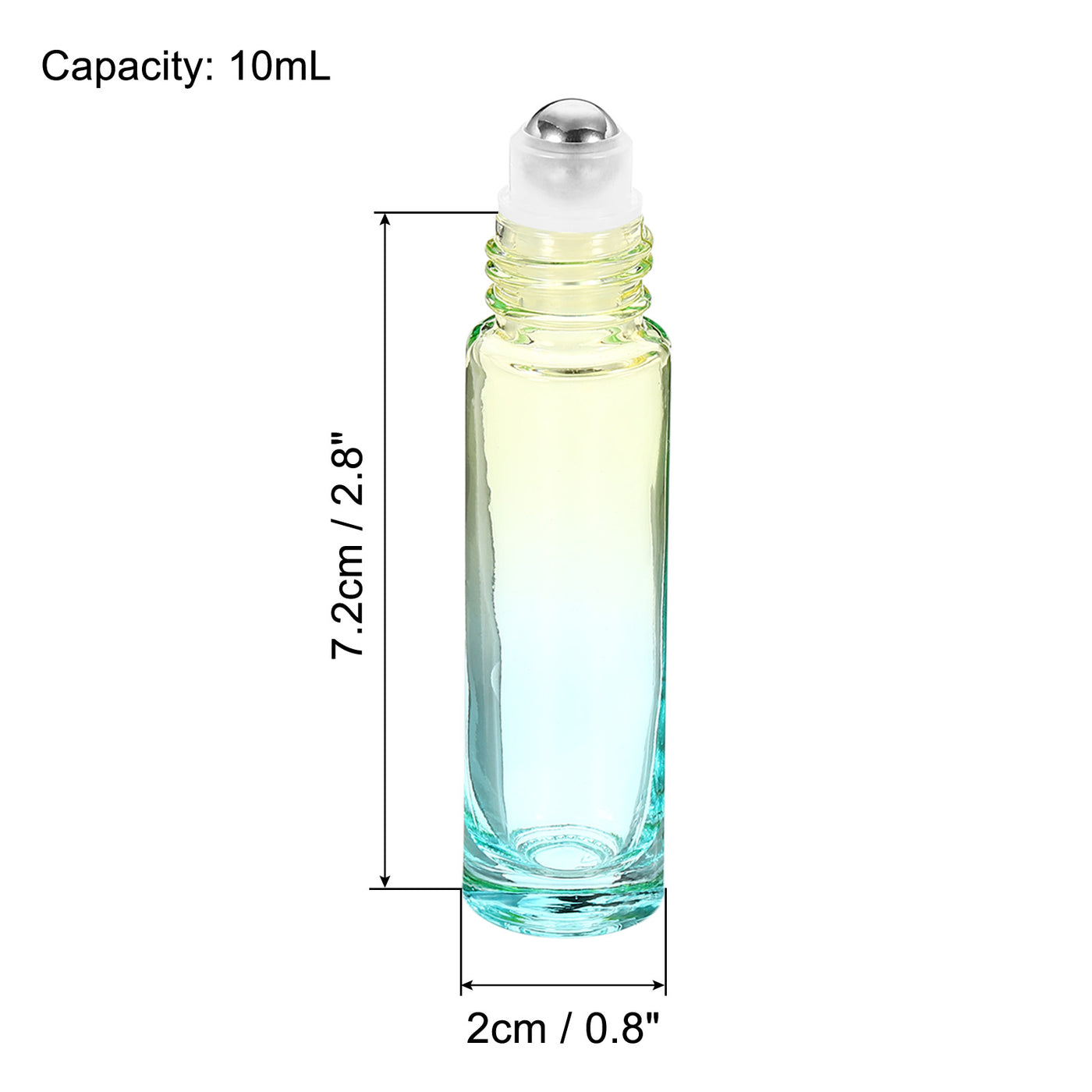 Harfington 10mL Roller Bottles, 2 Pack Glass Essential Oil Roller Balls with Golden Cover Cap Refillable Containers, Blue Yellow