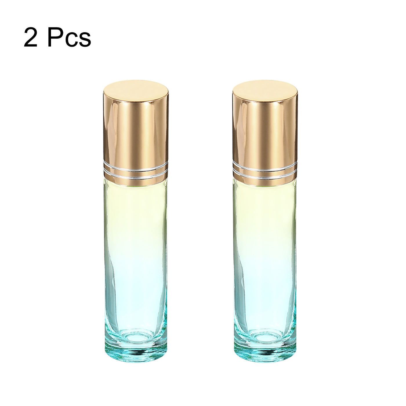 Harfington 10mL Roller Bottles, 2 Pack Glass Essential Oil Roller Balls with Golden Cover Cap Refillable Containers, Blue Yellow