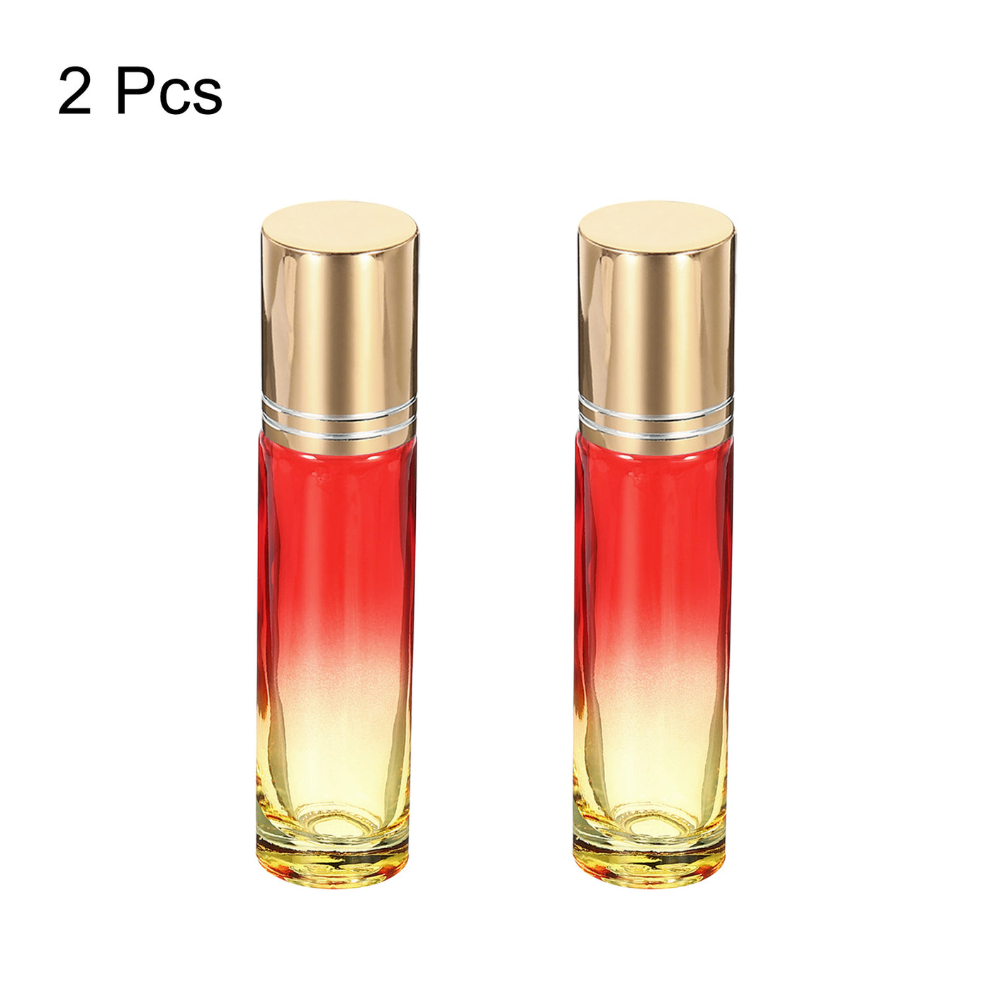 Harfington 10mL Roller Bottles, 2 Pack Glass Essential Oil Roller Balls with Golden Cover Cap Refillable Containers, Red Yellow